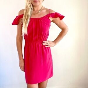 Joie Pink Open Shoulder Silk Dress